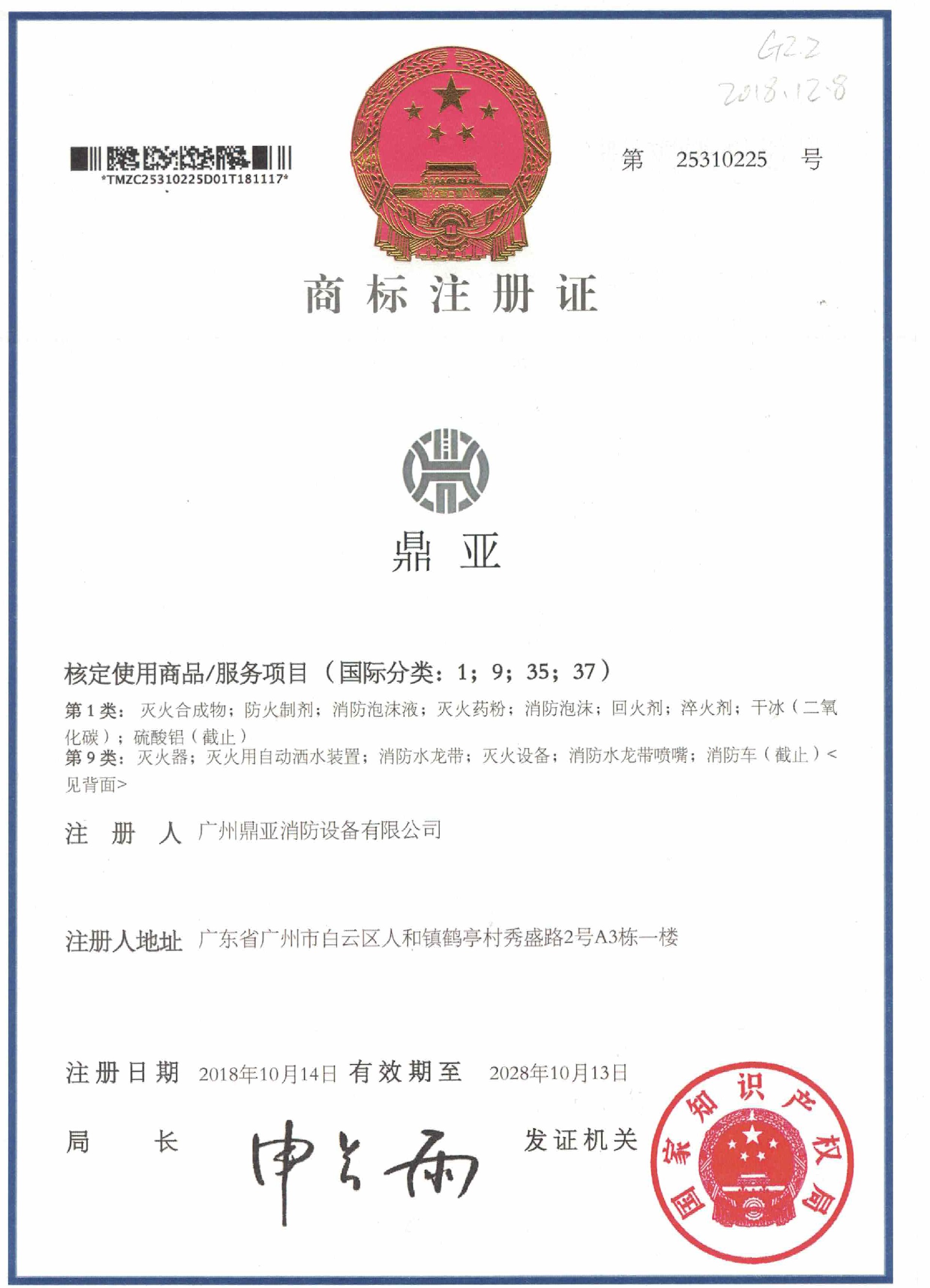商标证书